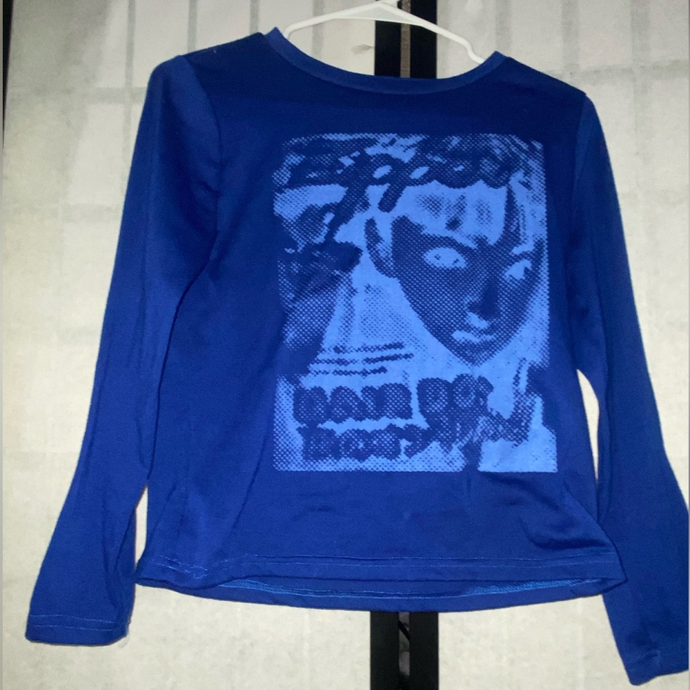 Pixel Face Print Long Sleeve y2k shirt